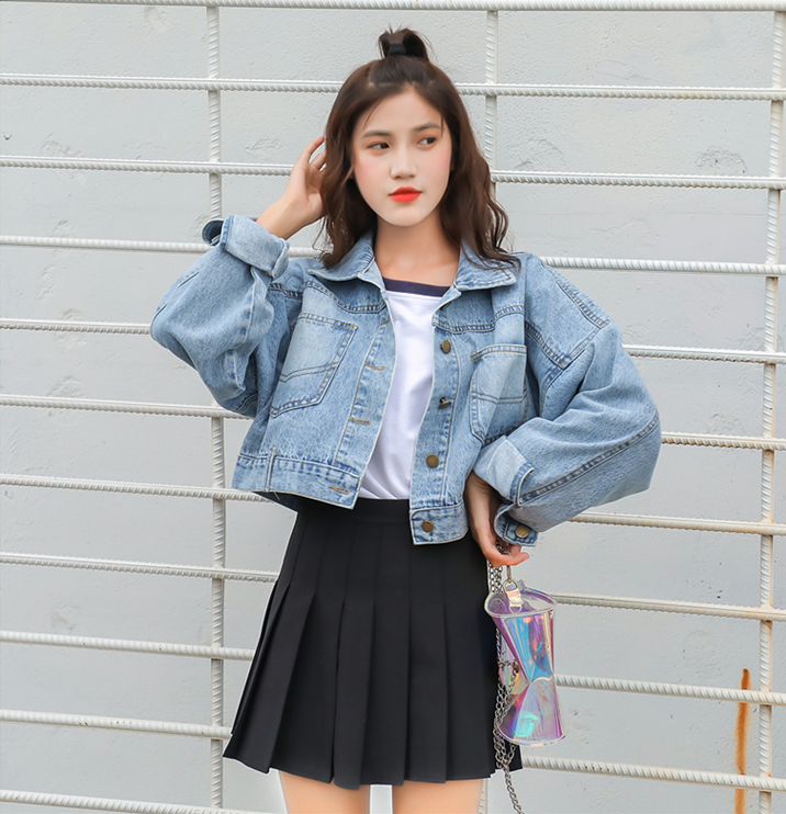 Loose-Fit Single-Breasted Denim Jacket