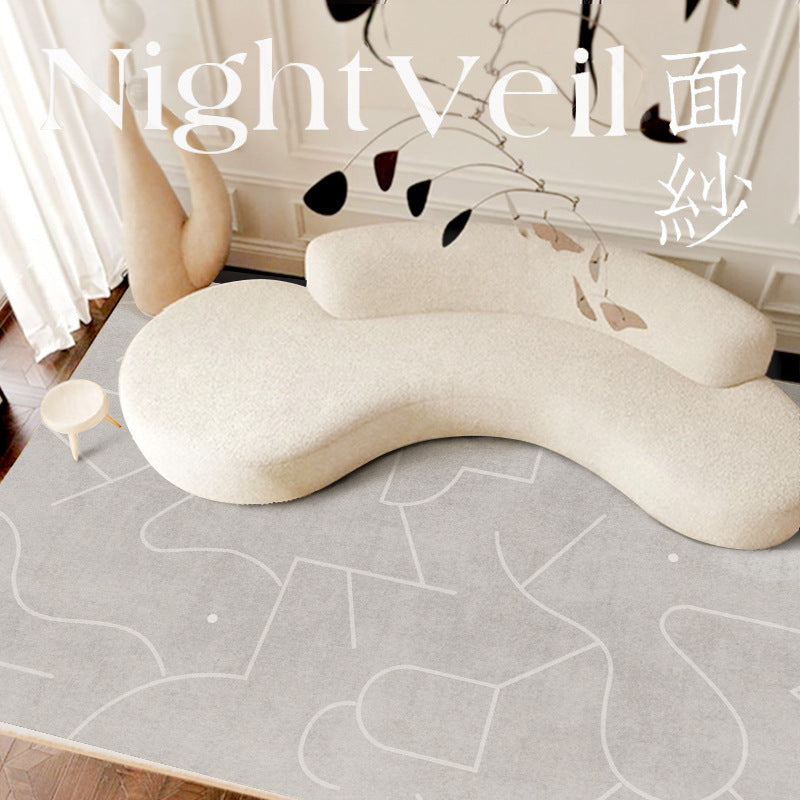 Luxury Short-Pile Faux Cashmere Area Rug for Living Room