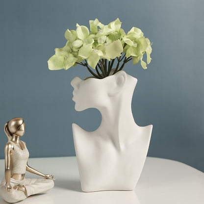 Nordic Style Human Face Creative Ceramic Vase Decor