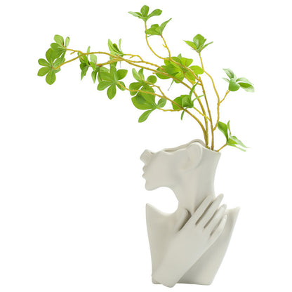 Nordic Style Human Face Creative Ceramic Vase Decor