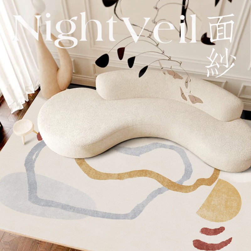 Luxury Short-Pile Faux Cashmere Area Rug for Living Room