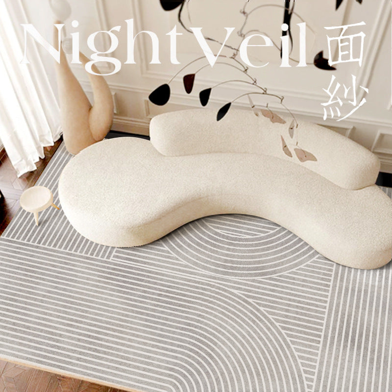 Luxury Short-Pile Faux Cashmere Area Rug for Living Room
